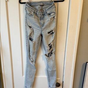 American Eagle Outfitters Ripped Light Blue Skinny Jeans
